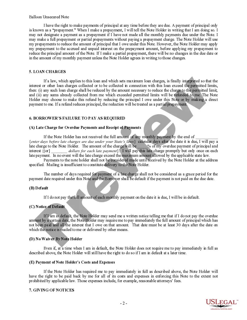 Get Balloon Unsecured Promissory Note Preview Balloon Unsecured Promissory Note