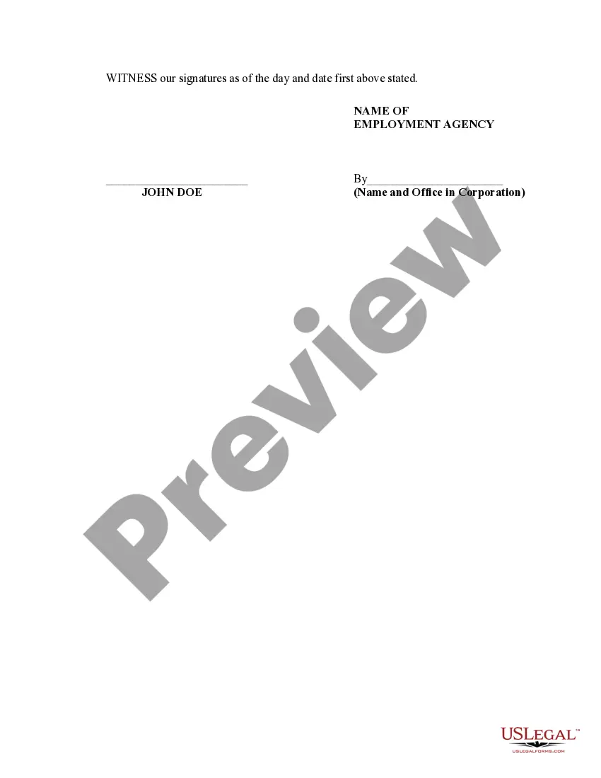 Get Contract between Employment Agency and Applicant - including Release from Applicant in favor of Employment Agency Preview Contract between Employment Agency and Applicant - including Release from Applicant in favor of Employment Agency