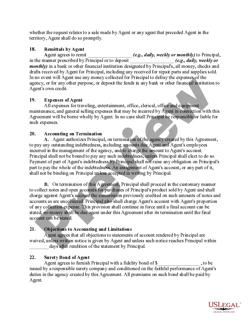 Get Agreement between General Sales Agent and Manufacturer with Exclusive Territory Preview Agreement between General Sales Agent and Manufacturer with Exclusive Territory