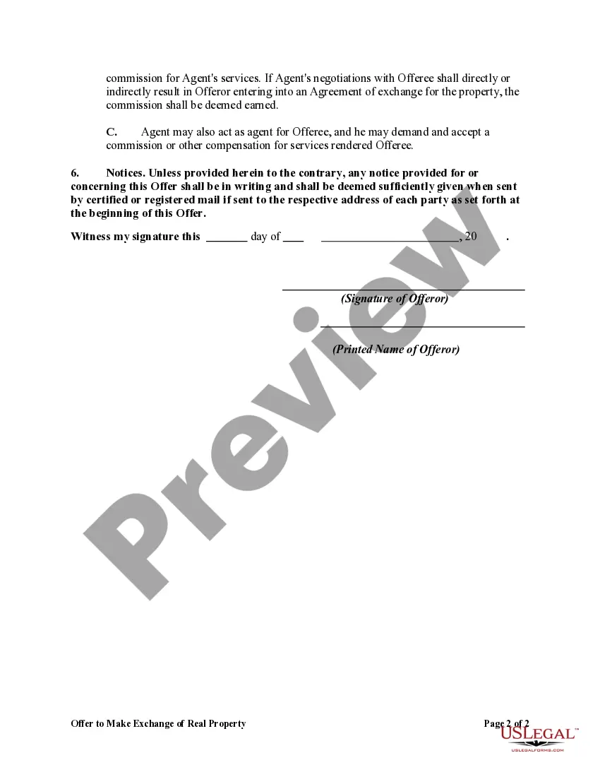 Get Offer to Make Exchange of Real Property Preview Offer to Make Exchange of Real Property