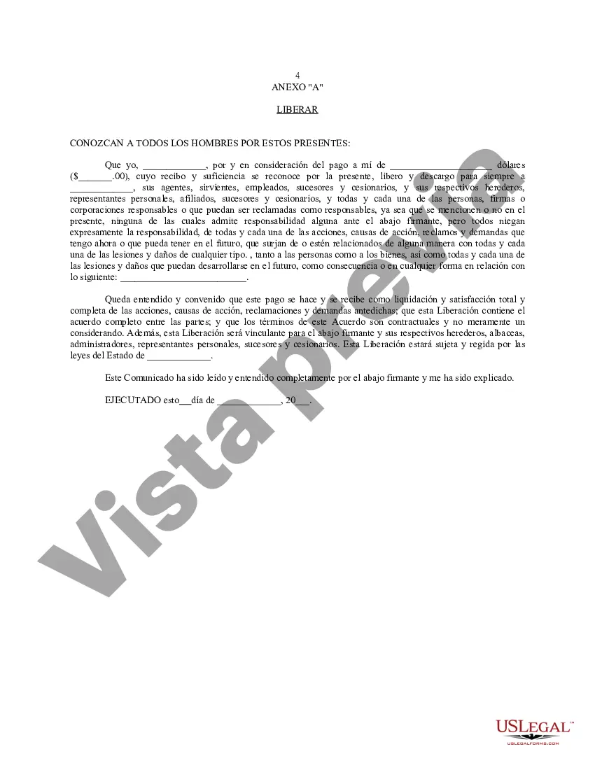 Preview Acuerdo de Liberación y Liquidación