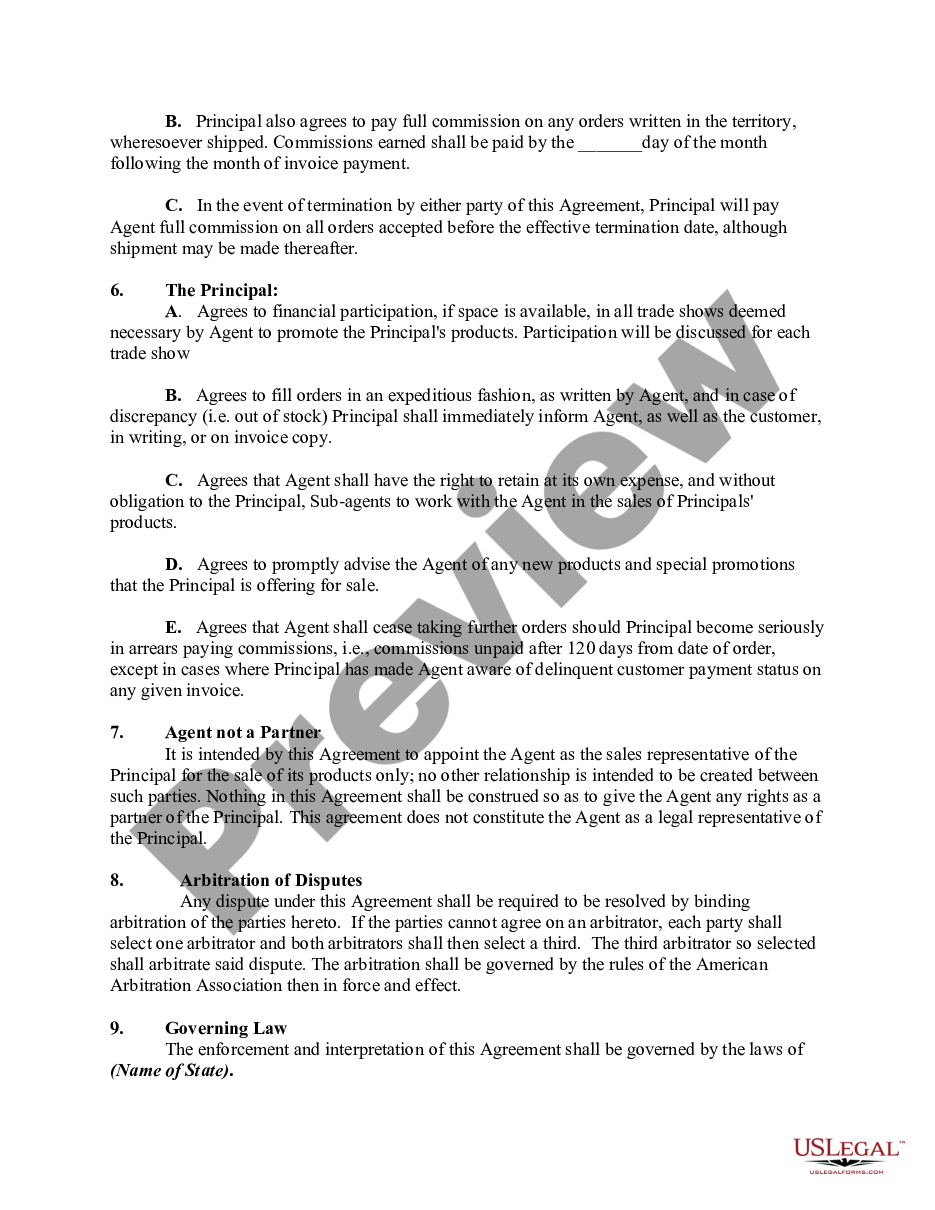 page 1 Agreement between Sales Agent and Manufacturer - Distributor preview
