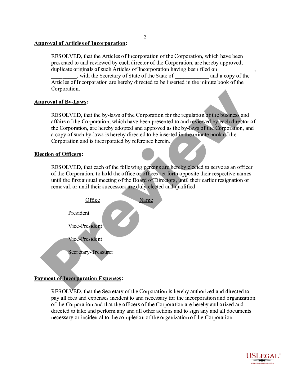 page 1 Resolution Form for Corporation preview