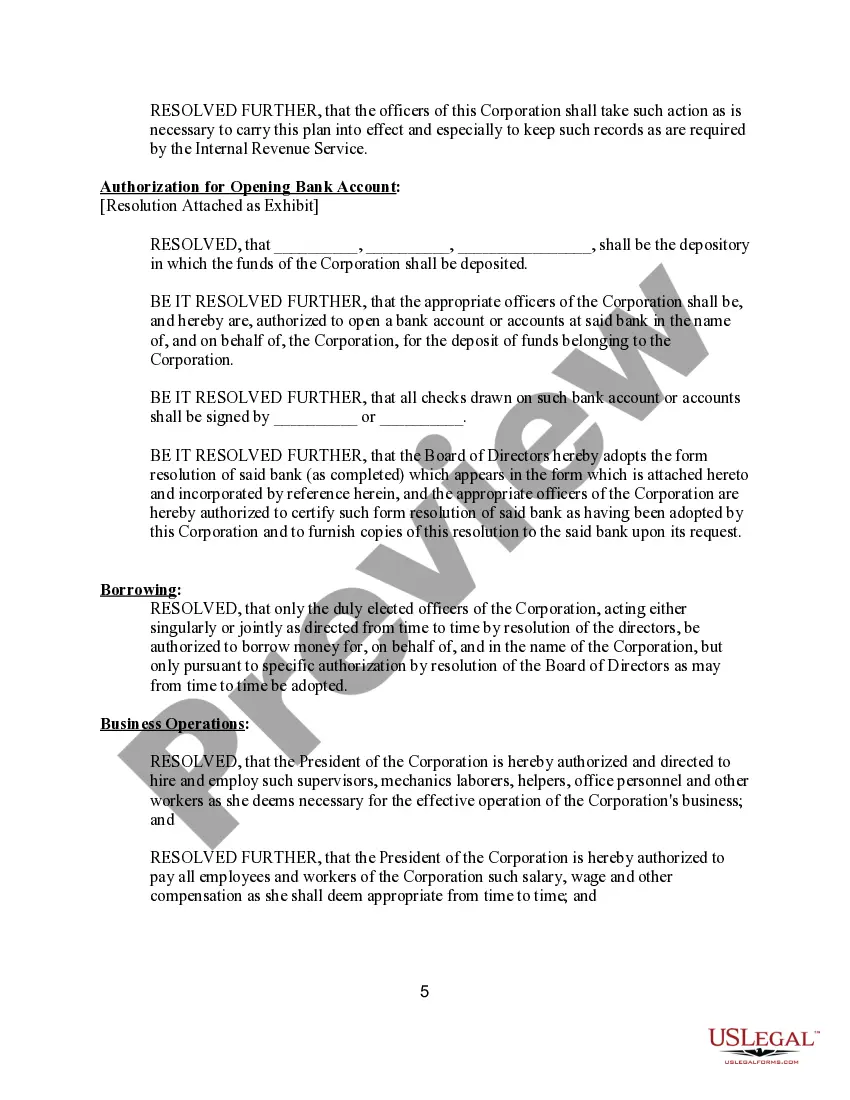 Get Resolution Form for Corporation Preview Resolution Form for Corporation
