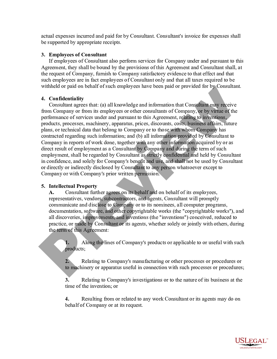 page 1 Employment Agreement between Company and Consultant with Confidentiality Agreement preview