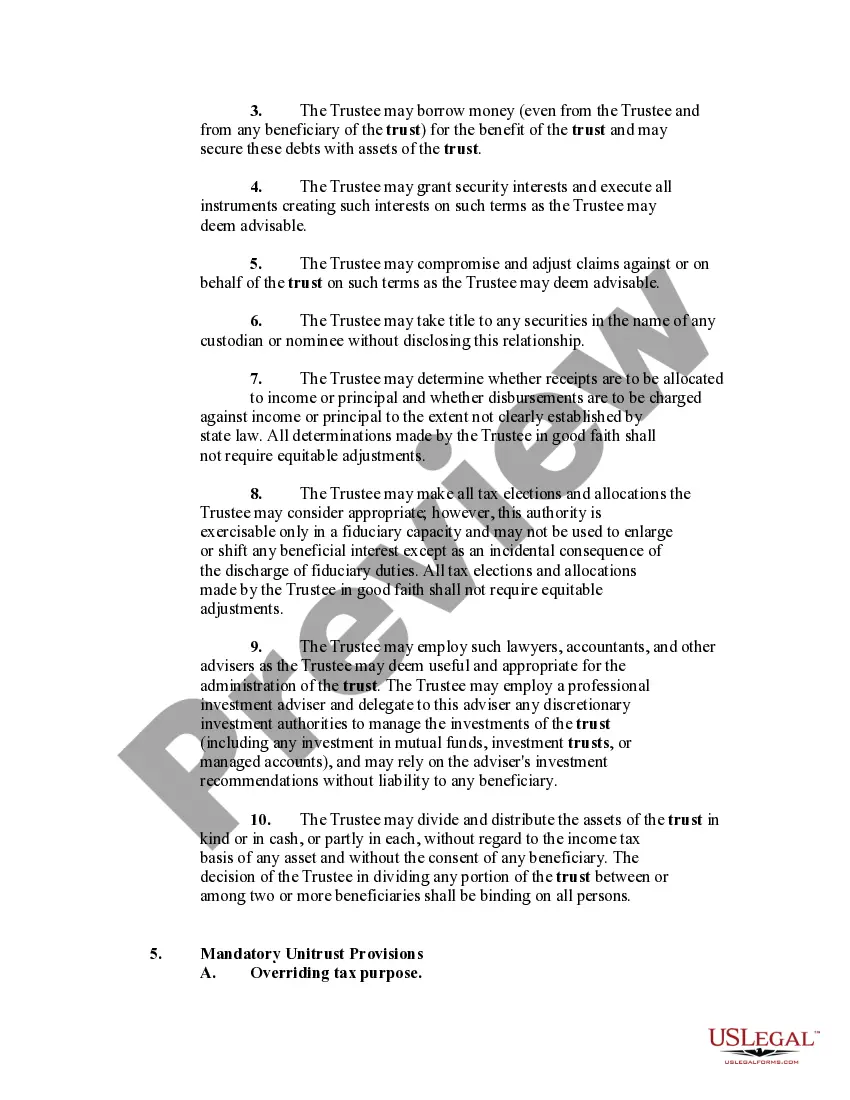 Get Charitable Remainder Inter Vivos Unitrust Agreement Preview Charitable Remainder Inter Vivos Unitrust Agreement