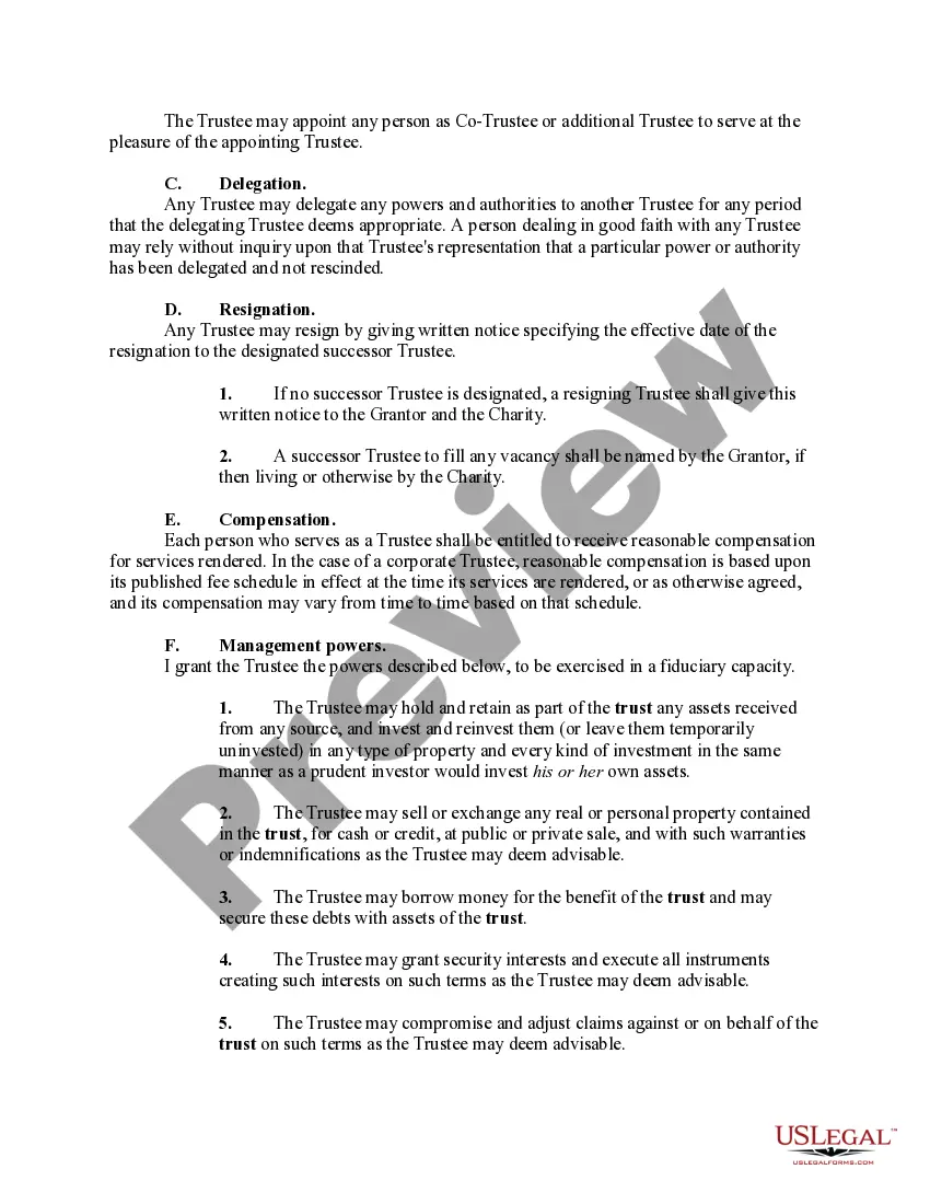 Preview Charitable Inter Vivos Lead Annuity Trust
