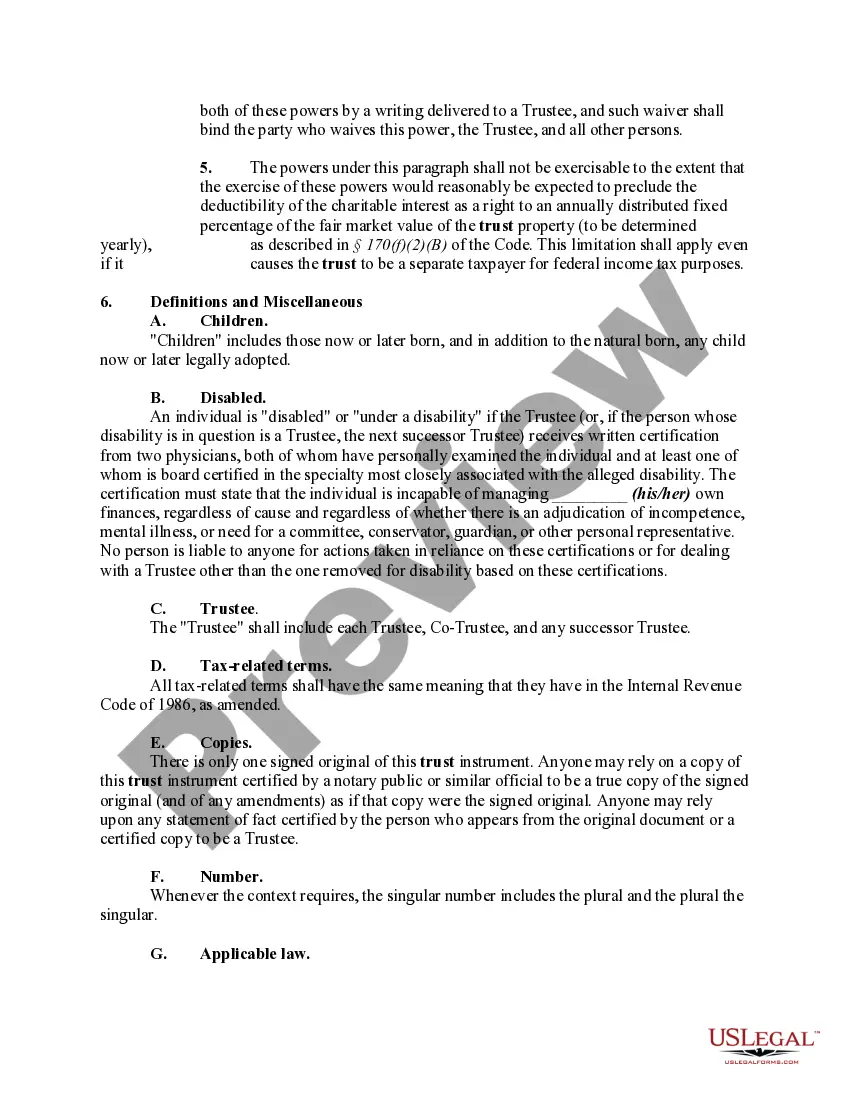Preview Charitable Inter Vivos Lead Annuity Trust