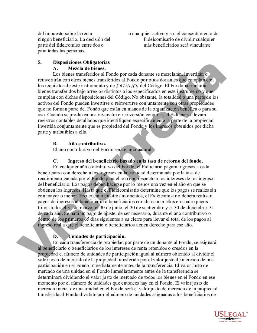 Get Fondo de ingresos mancomunados con declaración de fideicomiso por organización benéfica Preview Fondo de ingresos mancomunados con declaración de fideicomiso por organización benéfica