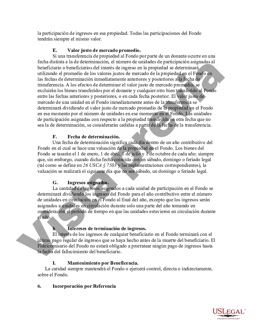 Get Fondo de ingresos mancomunados con declaración de fideicomiso por organización benéfica Preview Fondo de ingresos mancomunados con declaración de fideicomiso por organización benéfica