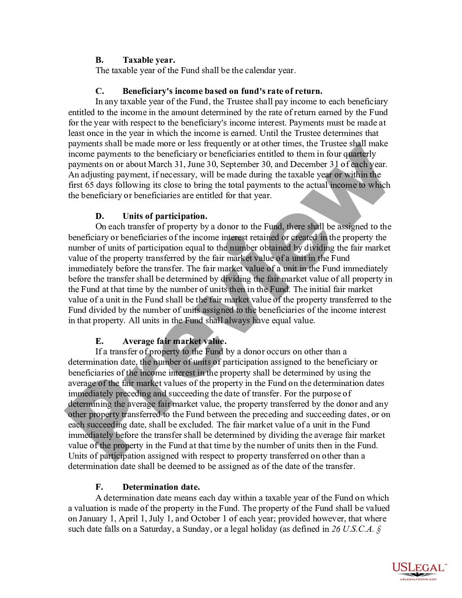 page 4 Pooled Income Fund with Declaration of Trust by Charitable Organization preview