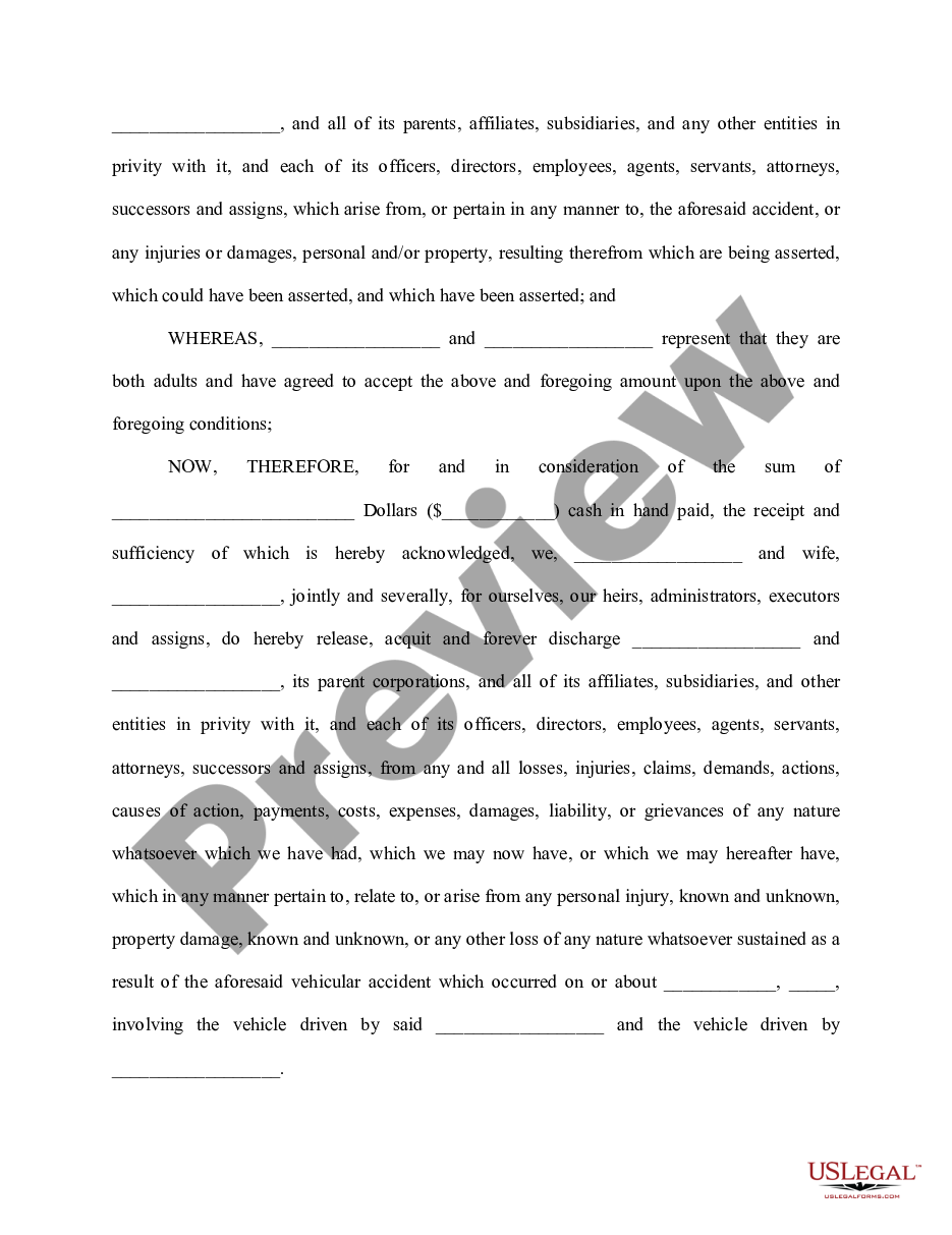page 1 Settlement Agreement Auto Accident preview