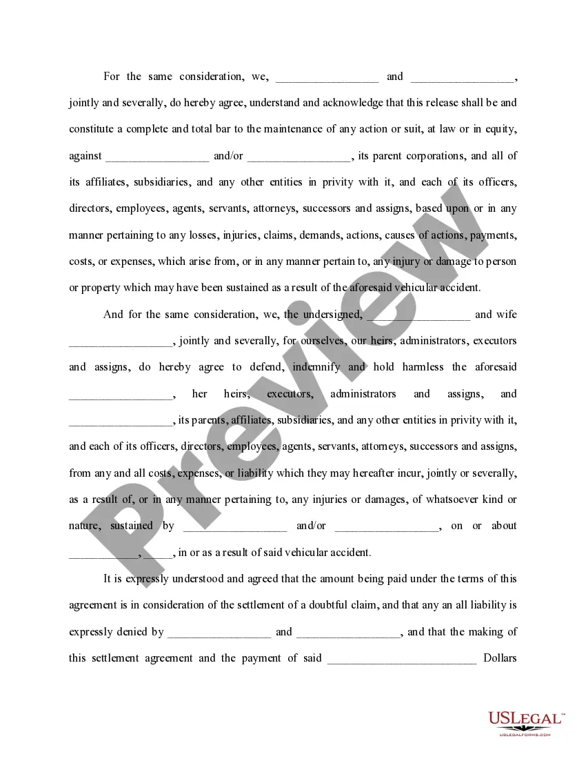 Preview Settlement Agreement Auto Accident