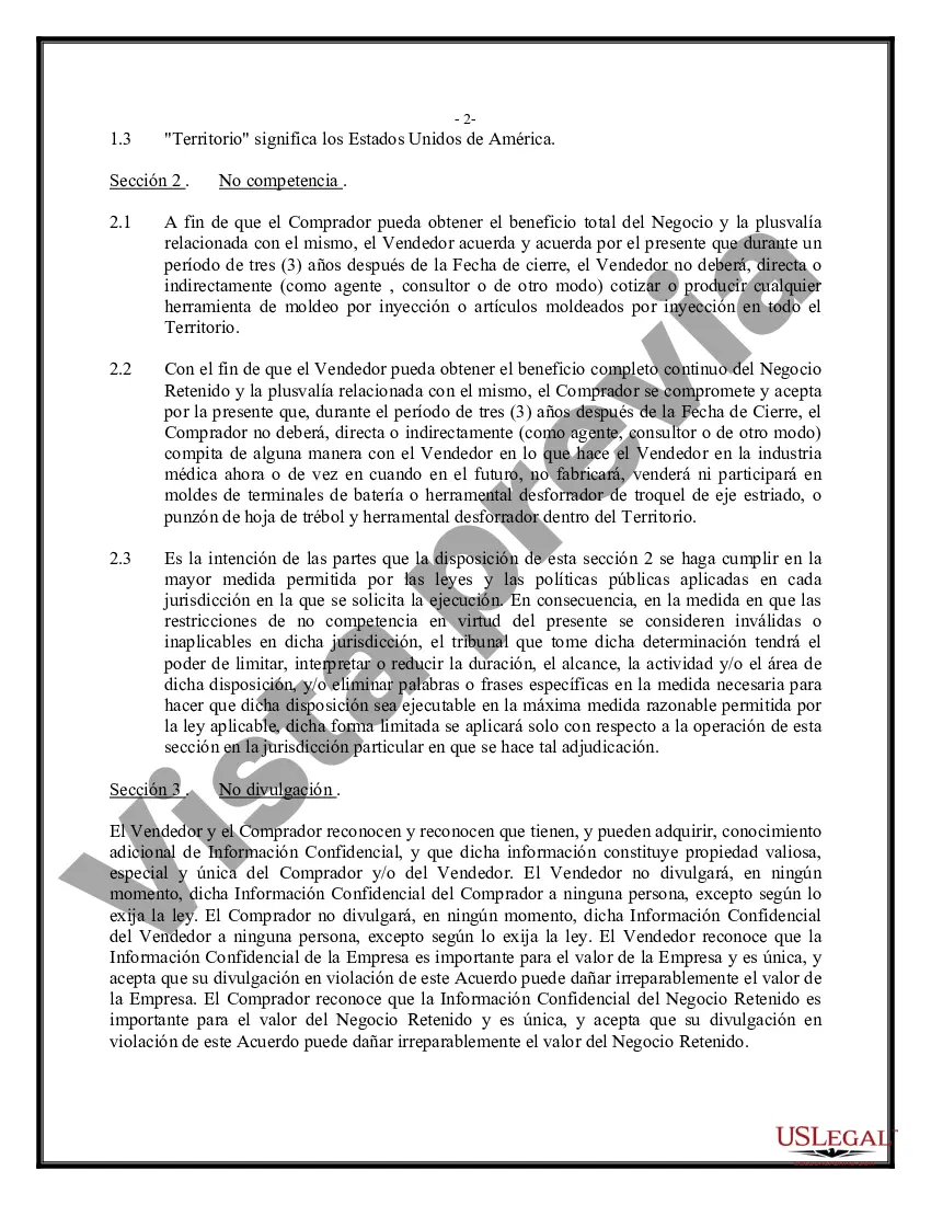 Preview Venta de negocio - Acuerdo de no competencia - Transacción de compra de activos