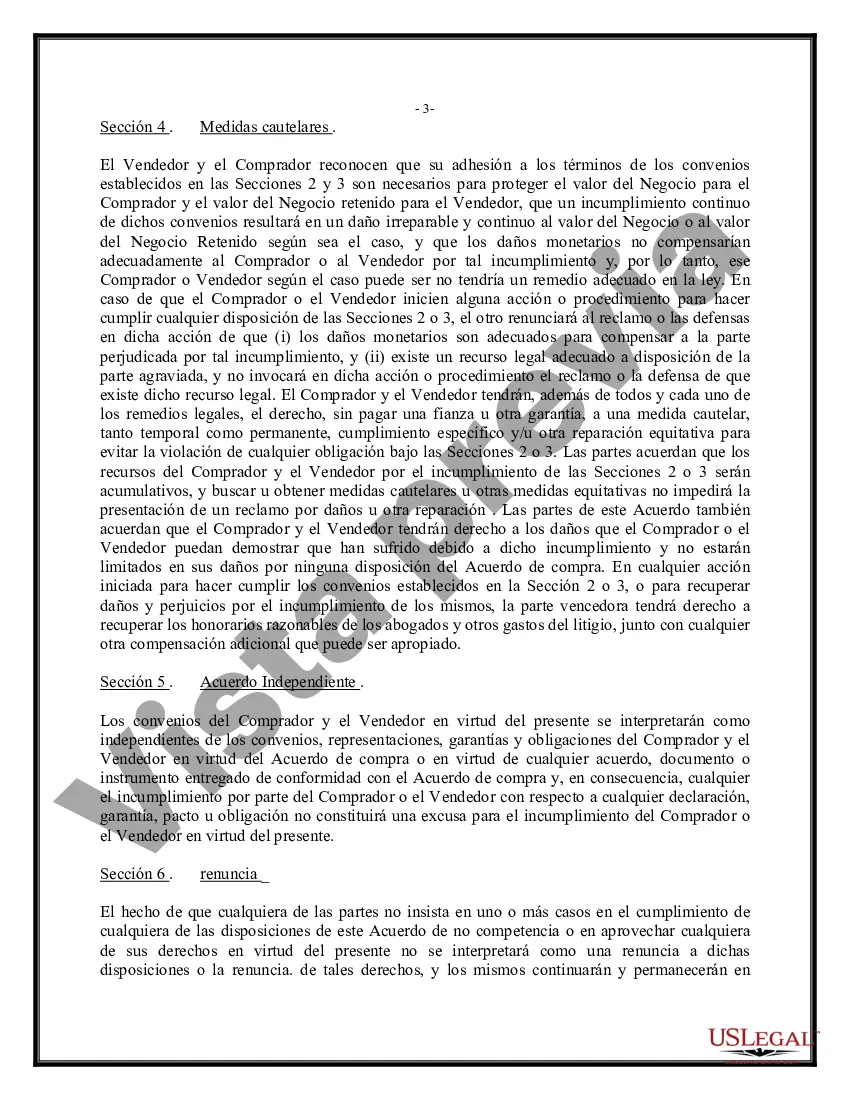 Preview Venta de negocio - Acuerdo de no competencia - Transacción de compra de activos