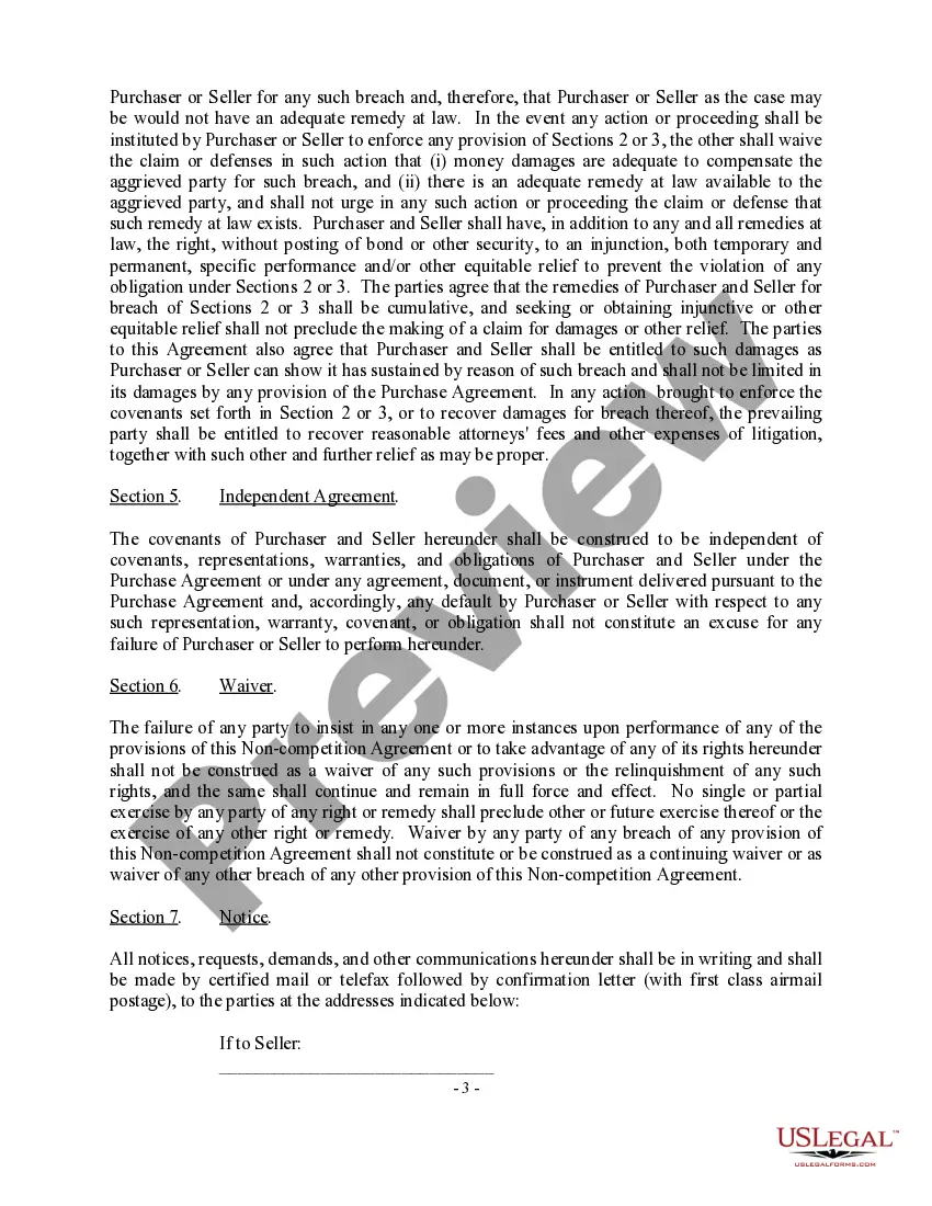 Preview Sale of Business - Noncompetition Agreement - Asset Purchase Transaction