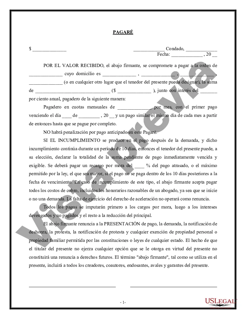 Preview Venta de negocio - Pagaré - Transacción de compra de activos