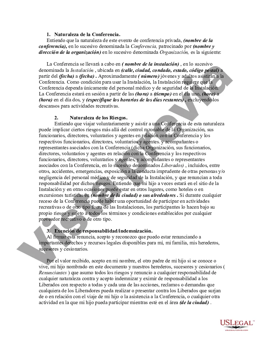 Preview Liberación y acuerdo de no demandar con respecto a la Conferencia de la Juventud