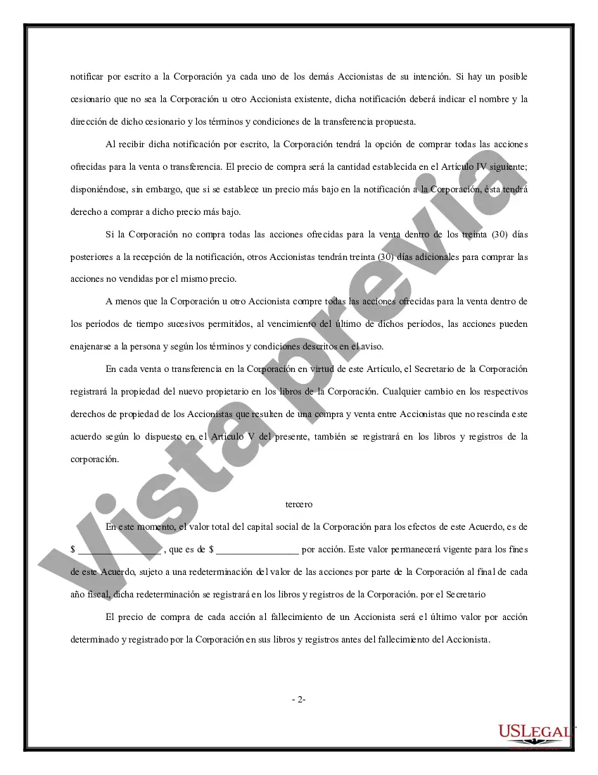 Preview Acuerdo de Accionistas - Forma Corta