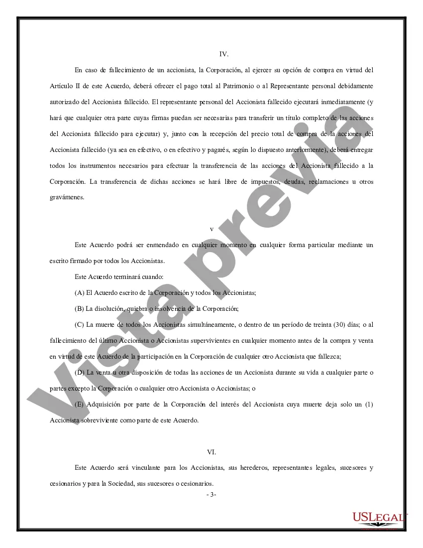 Preview Acuerdo de Accionistas - Forma Corta