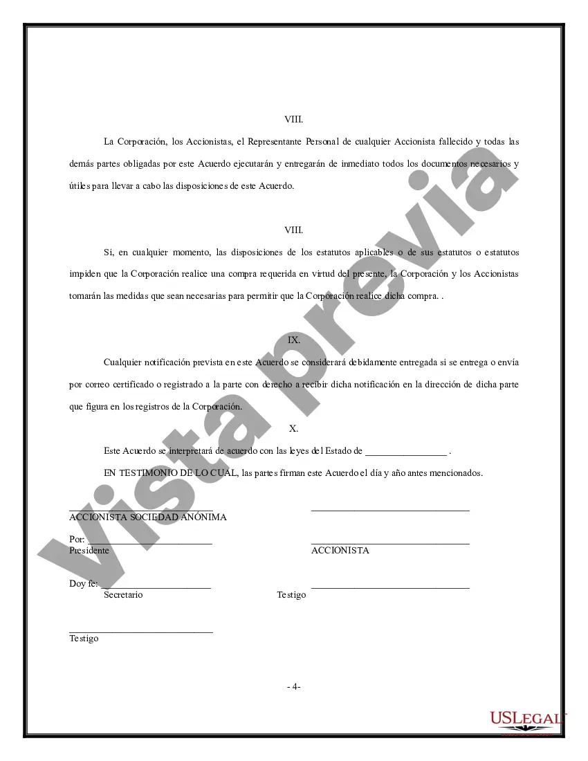 Preview Acuerdo de Accionistas - Forma Corta