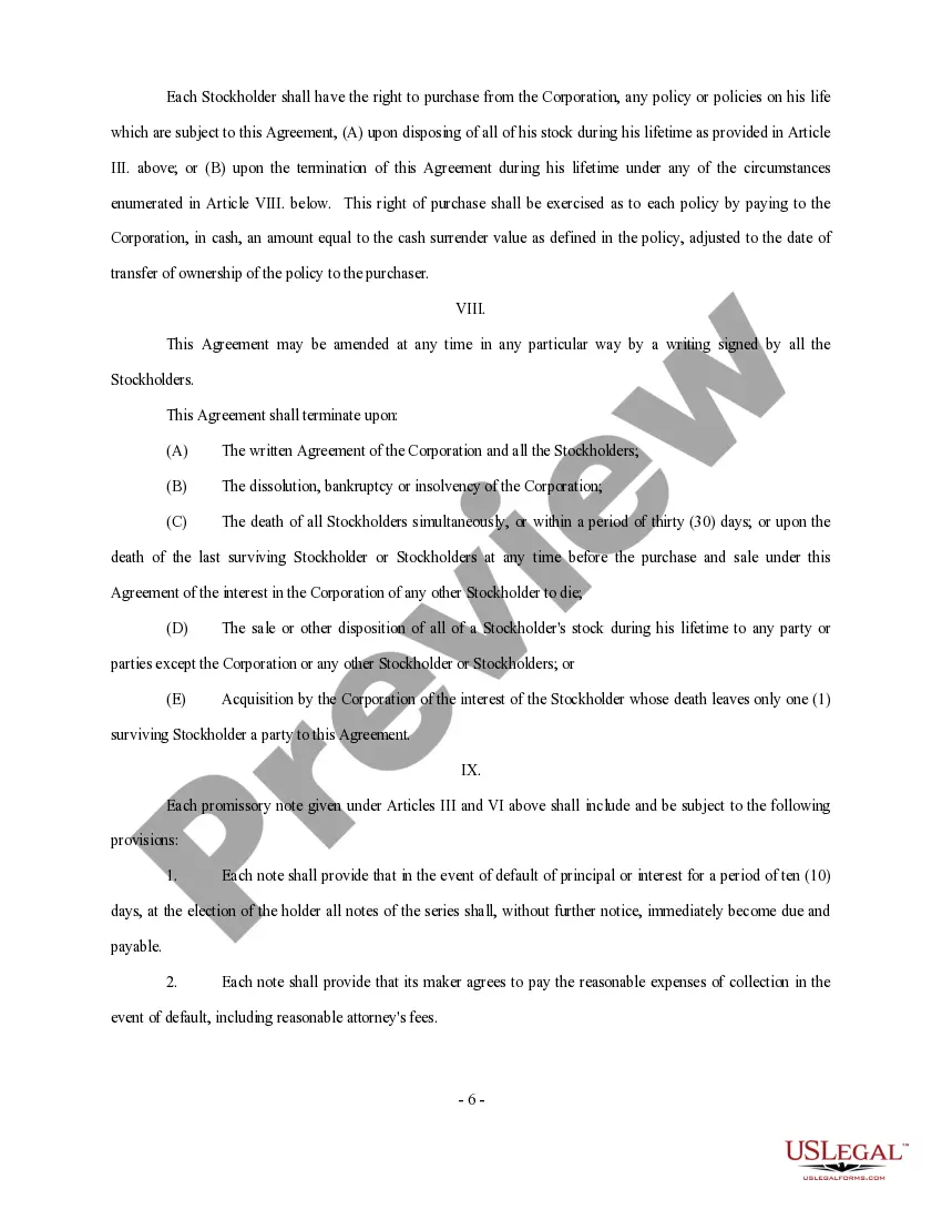 Preview Stock Retirement Agreement