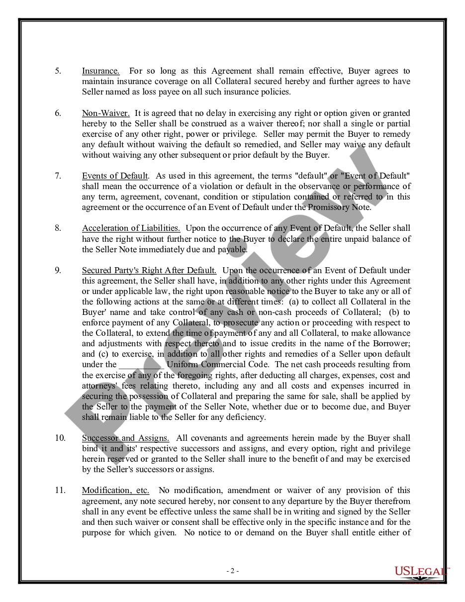 page 1 Security Agreement - Short Form preview