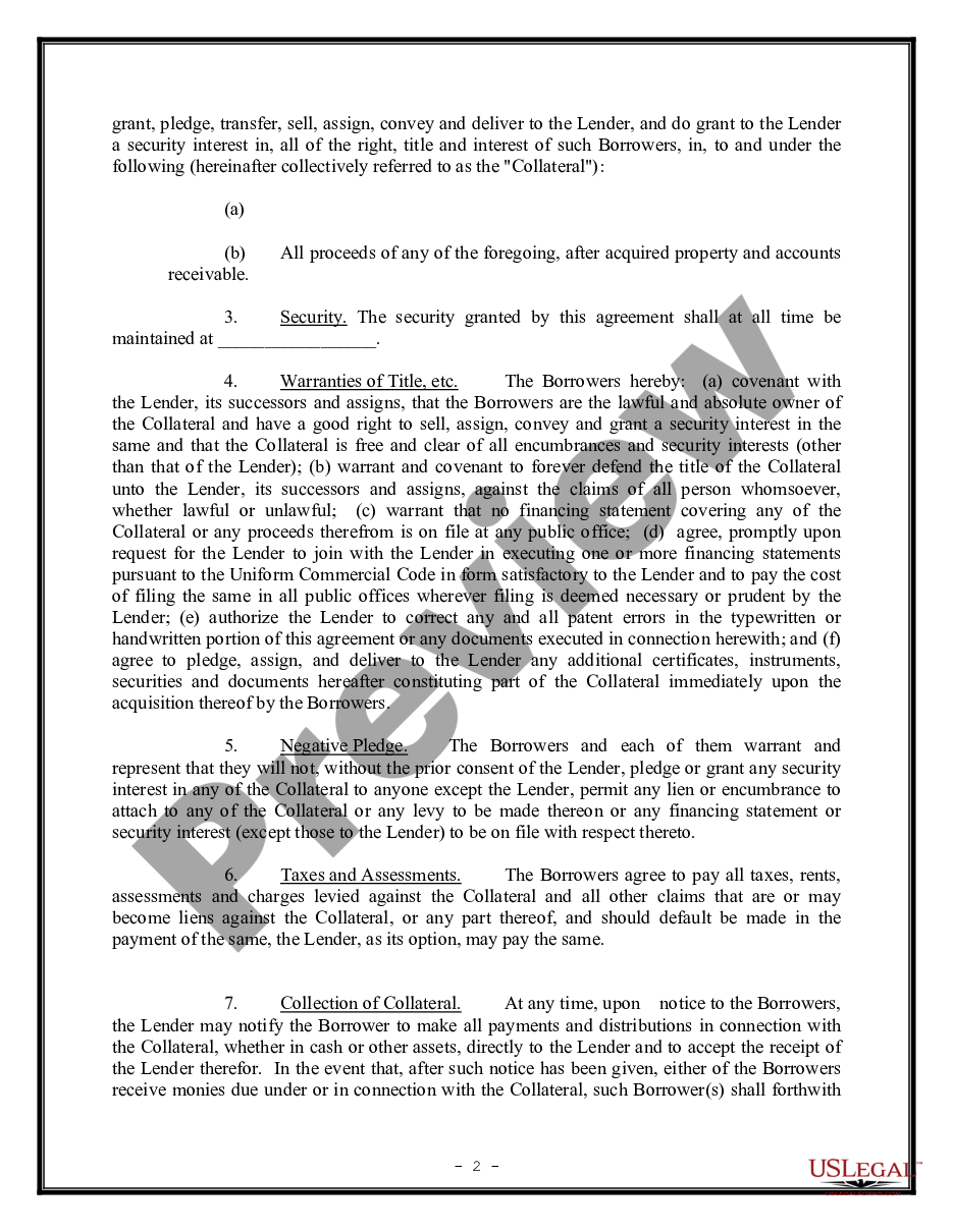 page 1 Security Agreement - Long Form preview
