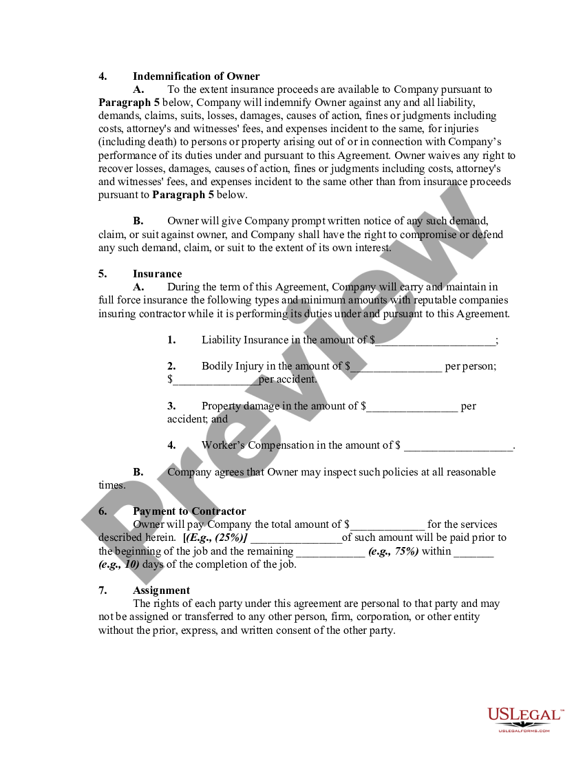 Oregon Agreement to Pressure or Power Wash Building Pressure Washing