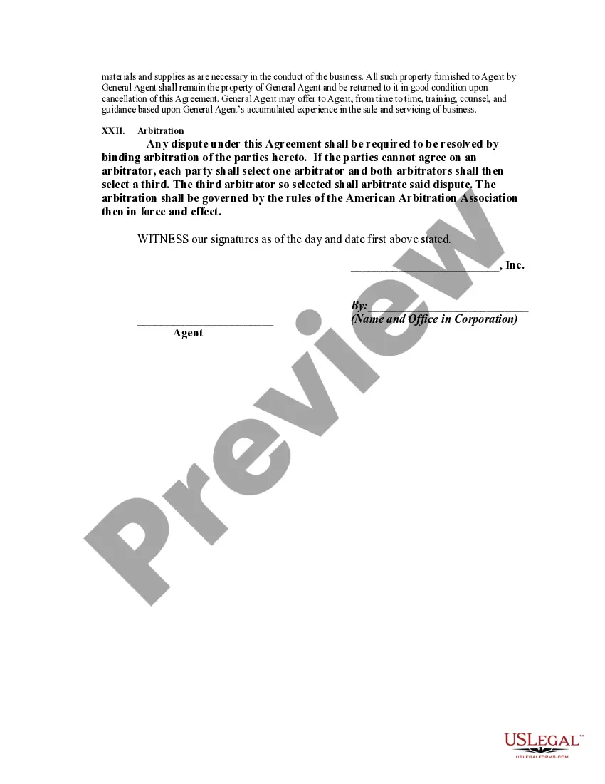 Get Contract between General Agent of Insurance Company and Independent Agent Preview Contract between General Agent of Insurance Company and Independent Agent