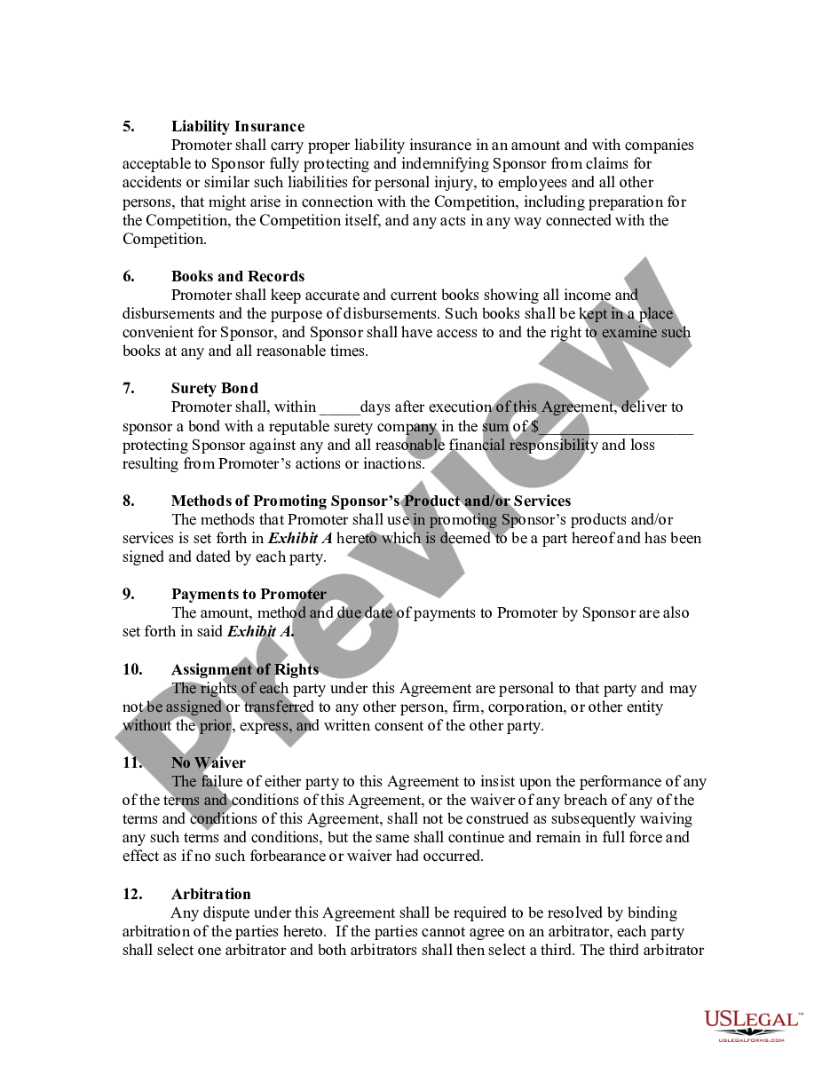 page 1 Contract For Promotion and Production of Annual Online Sports Competition preview