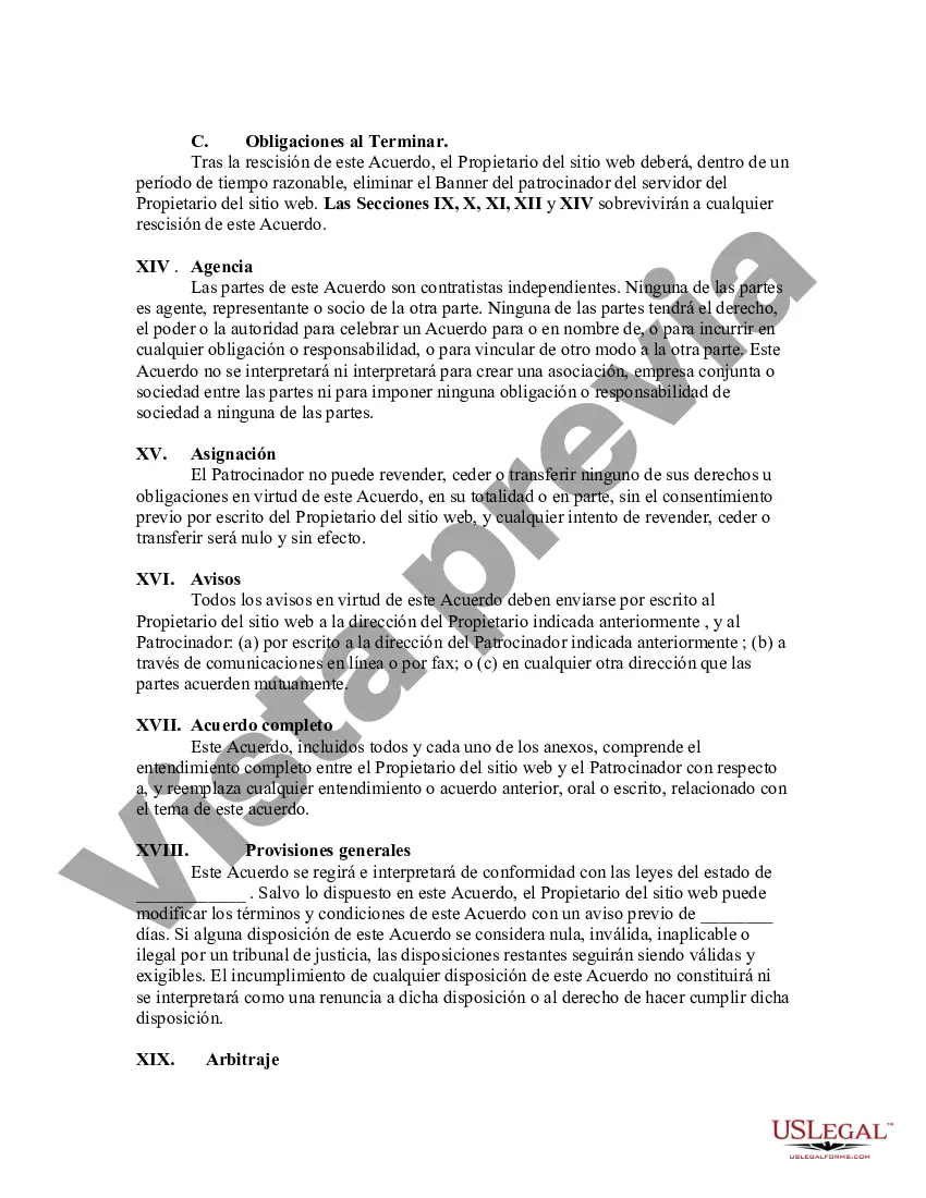 Preview Acuerdo entre el propietario del sitio web y el patrocinador