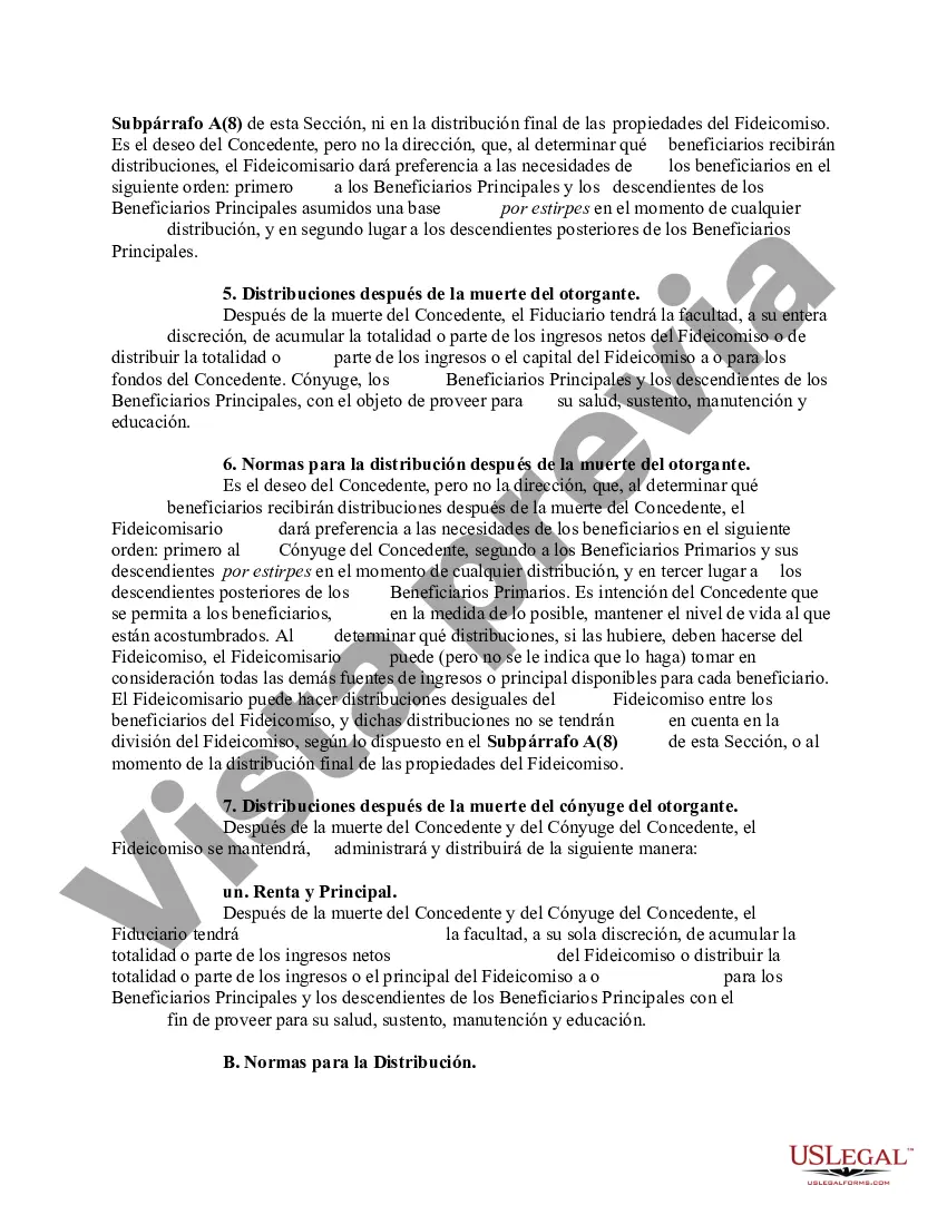 Preview Fideicomiso de aspersión para los hijos durante la vida del otorgante, y para el cónyuge e hijos sobrevivientes después de la muerte del otorgante - Acuerdo de fideicomiso Crummey