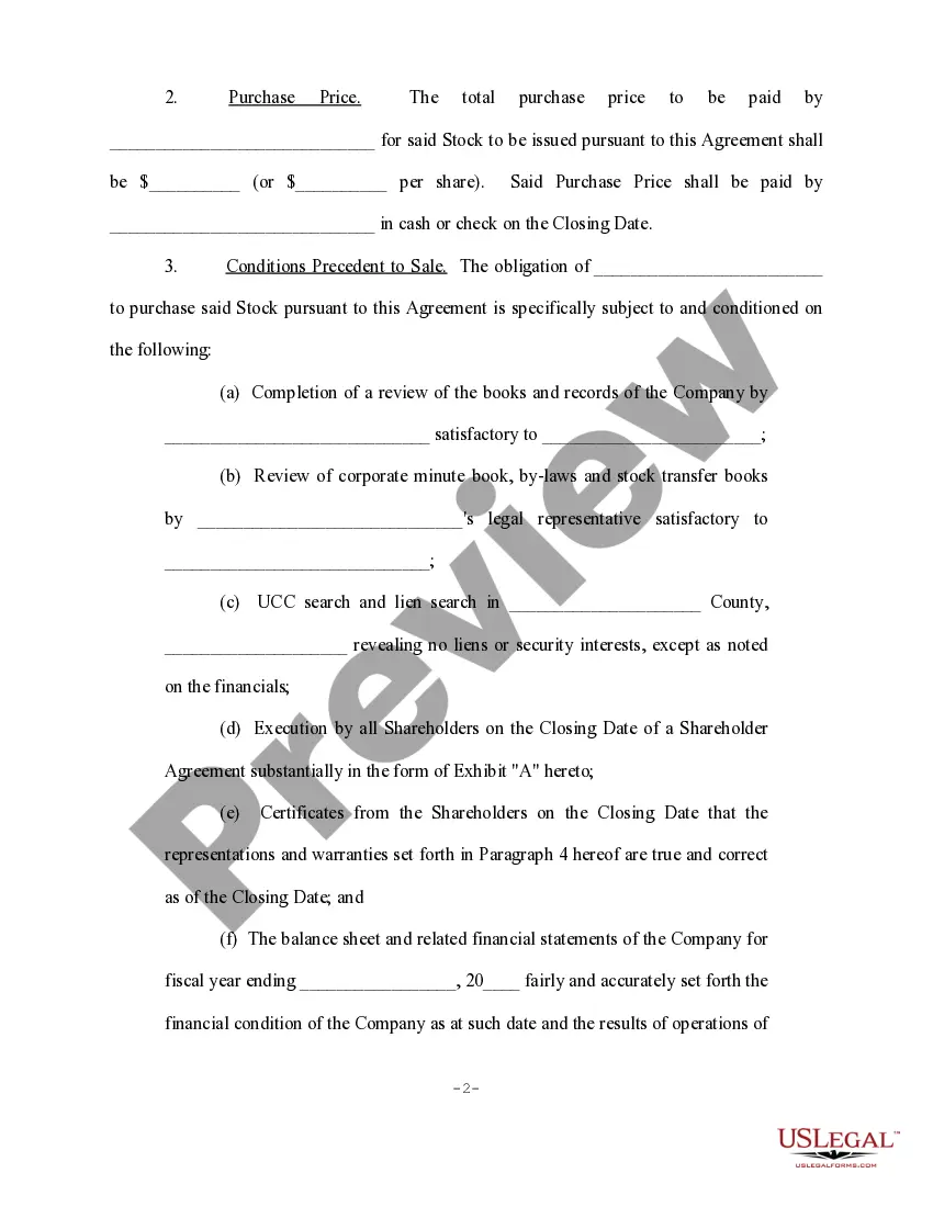 Get Stock Sale and Purchase Agreement - Long Form Preview Stock Sale and Purchase Agreement - Long Form