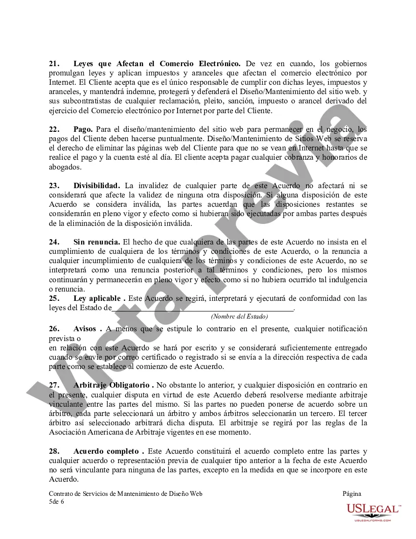 Preview Contrato de Servicios de Mantenimiento de Diseño Web