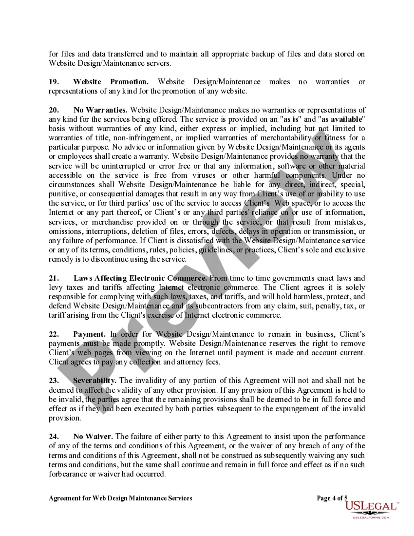 Get Agreement for Web Design Maintenance Services Preview Agreement for Web Design Maintenance Services
