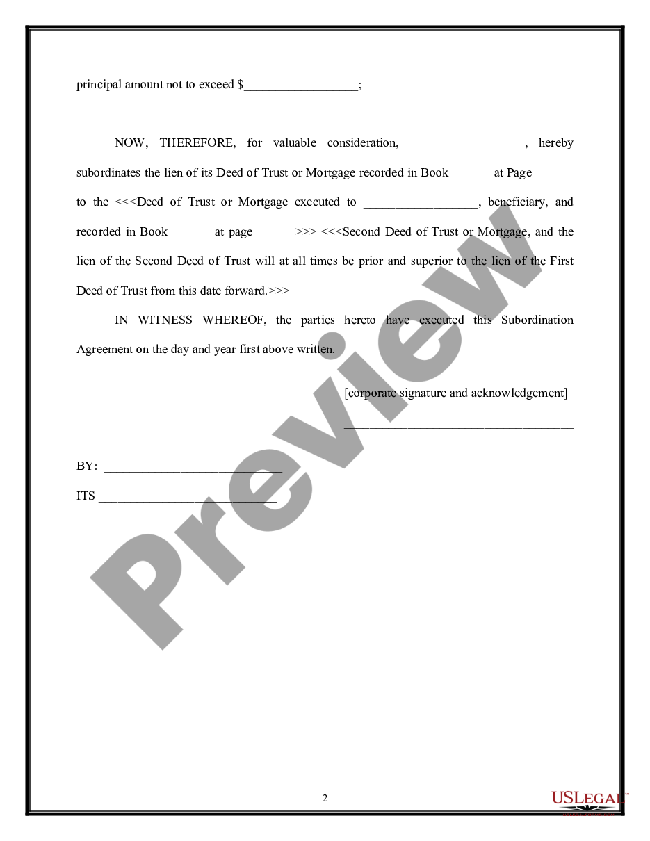 page 1 Subordination Agreement - Lien preview