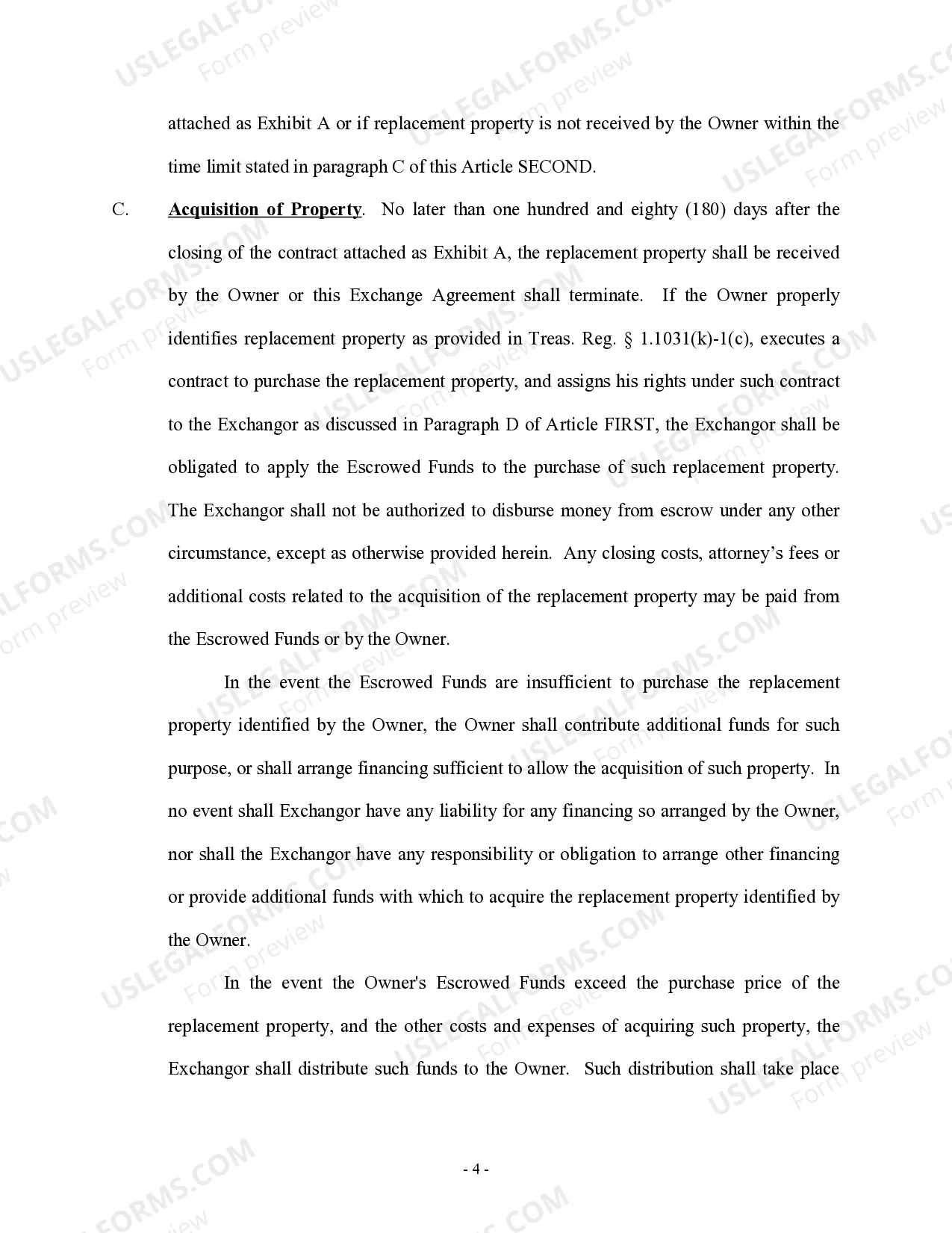 Preview Tax Free Exchange Agreement Section 1031