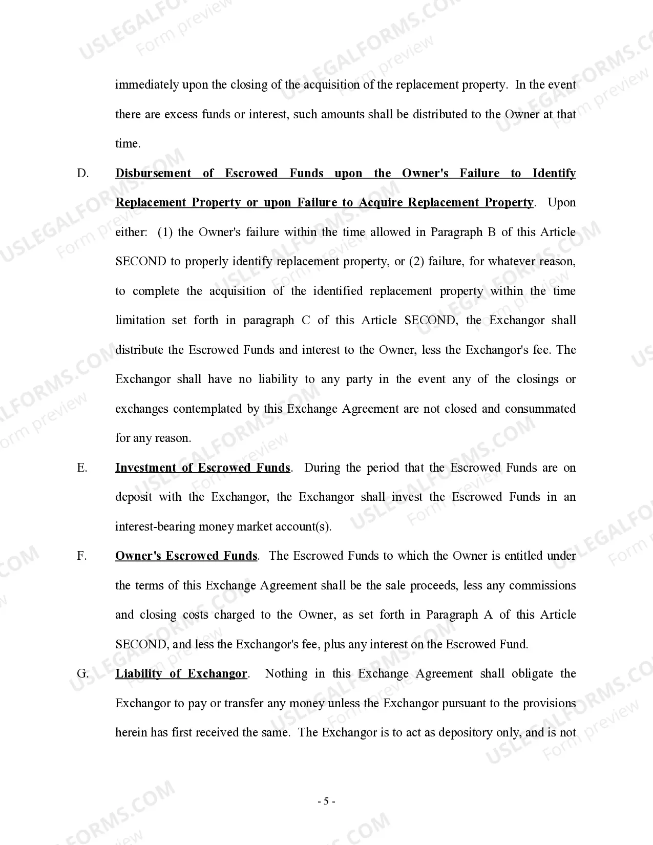 Preview Tax Free Exchange Agreement Section 1031