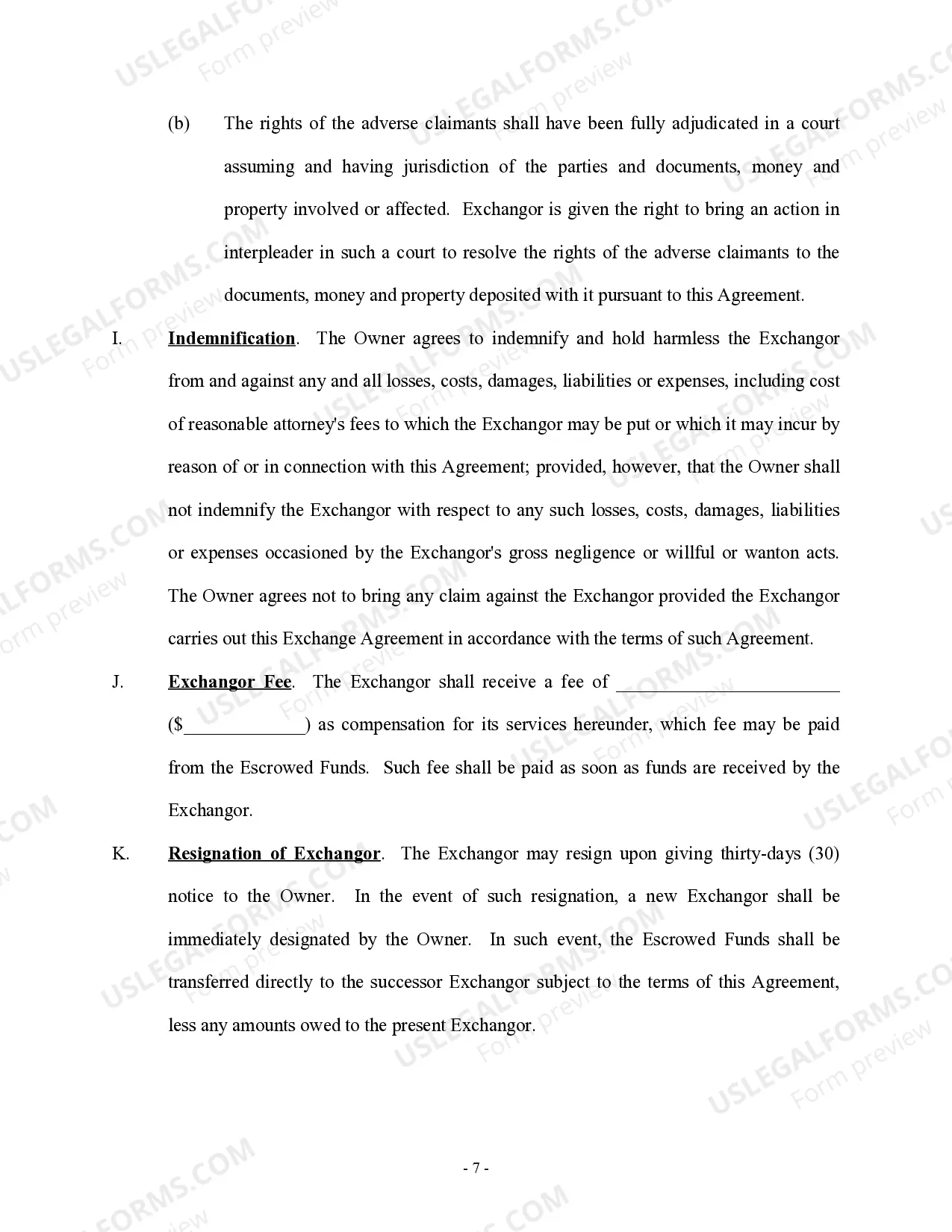 Preview Tax Free Exchange Agreement Section 1031