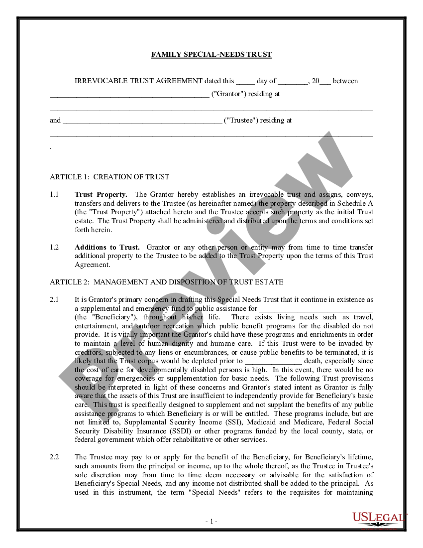 trust-agreement-family-special-needs-us-legal-forms