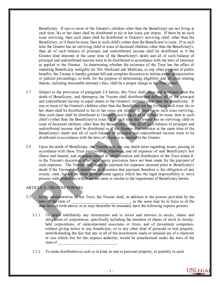 page 2 Trust Agreement - Family Special Needs preview