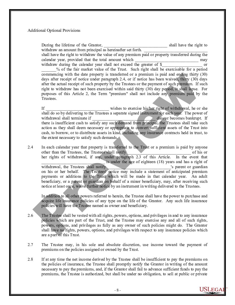 form Trust Agreement - Family Special Needs preview