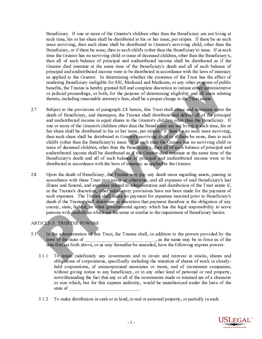 Get Trust Agreement - Family Special Needs Preview Trust Agreement - Family Special Needs