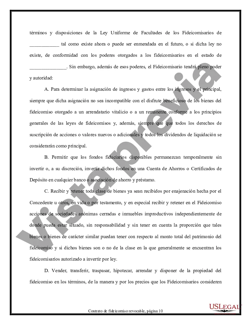 Preview Contrato de Fideicomiso - Revocable - Múltiples Fideicomisarios y Beneficiarios