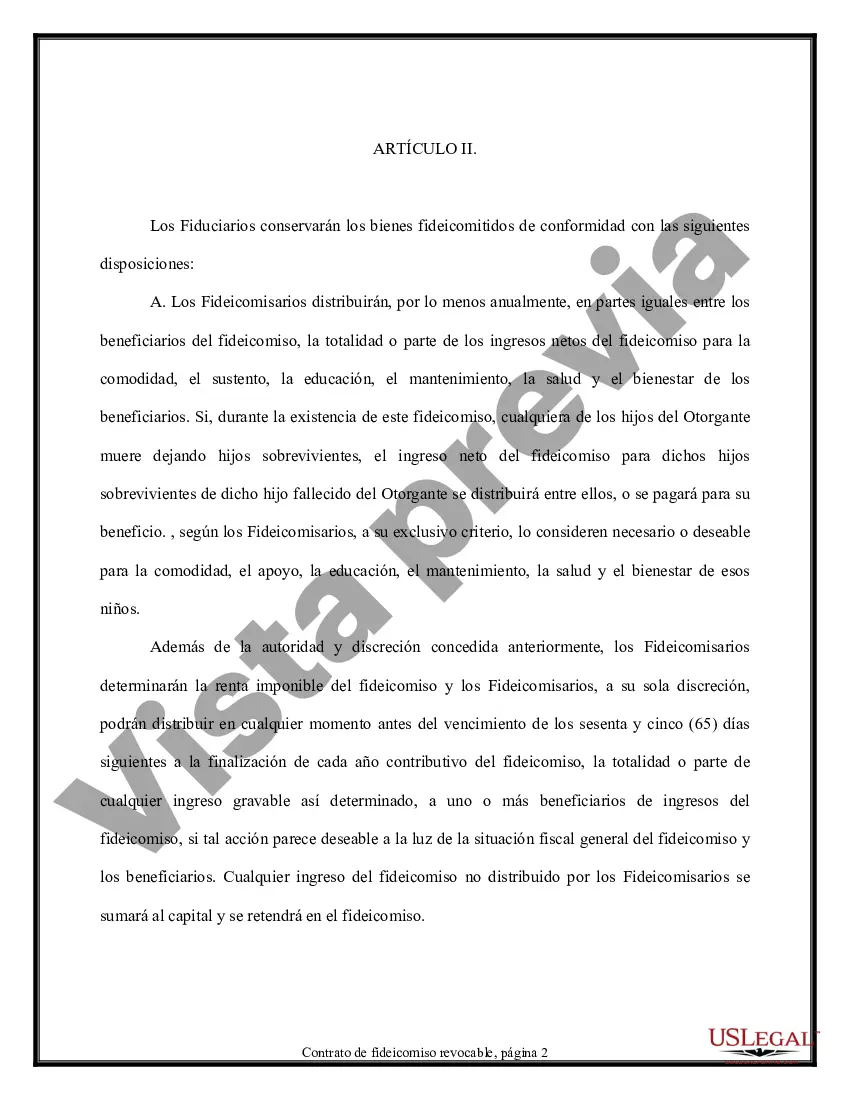 Preview Contrato de Fideicomiso - Revocable - Múltiples Fideicomisarios y Beneficiarios