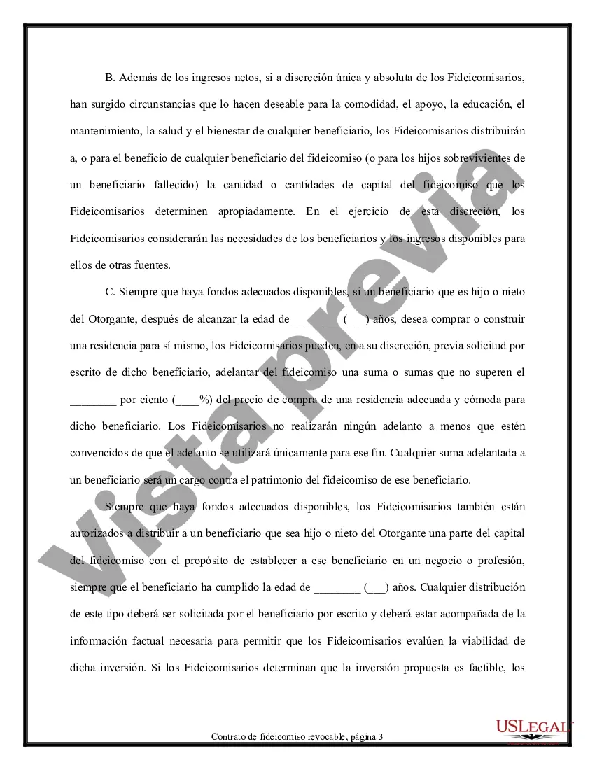 Preview Contrato de Fideicomiso - Revocable - Múltiples Fideicomisarios y Beneficiarios