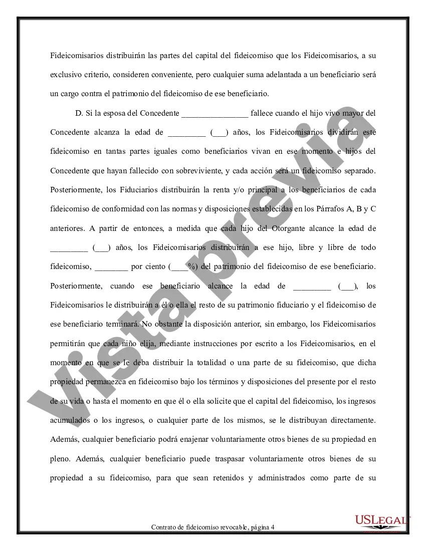 Preview Contrato de Fideicomiso - Revocable - Múltiples Fideicomisarios y Beneficiarios