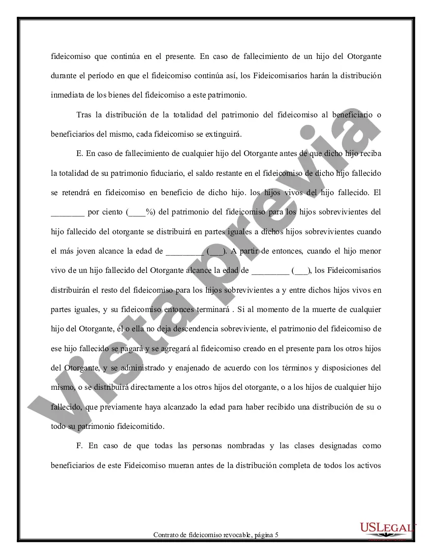 Preview Contrato de Fideicomiso - Revocable - Múltiples Fideicomisarios y Beneficiarios