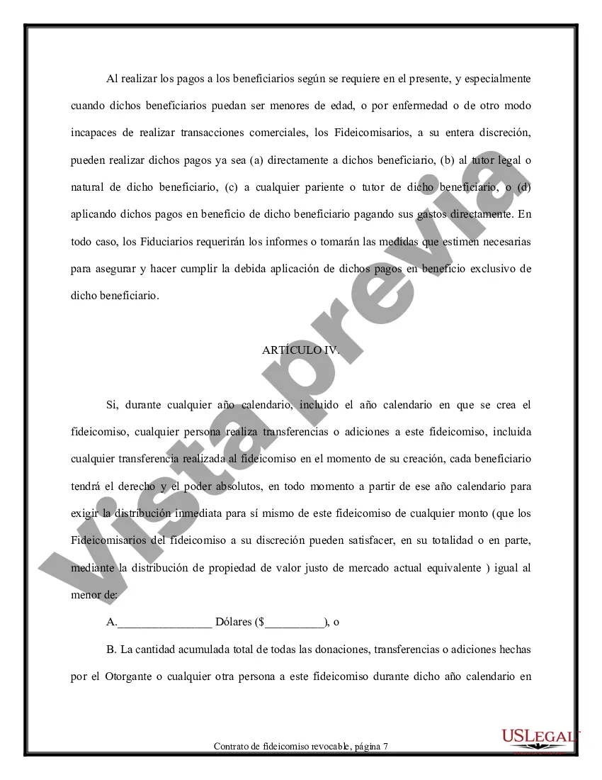 Preview Contrato de Fideicomiso - Revocable - Múltiples Fideicomisarios y Beneficiarios